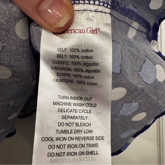 American Girl Purr-fect Dots Dress Sz 10 Cat Fourth of July 4th Red White Blue - Picture 8 of 9